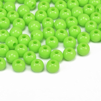 Намистини пластикові, Круглі, 6 мм, Салатові (BUS-059516)