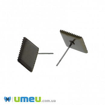 Пусеты с основой под заливку, Античная бронза, 11х11 мм (OSN-039929)