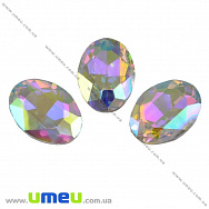 Риволи стеклянный (2 сорт), Овал граненый, 14х10 мм, Белый АВ (KAB-013405)