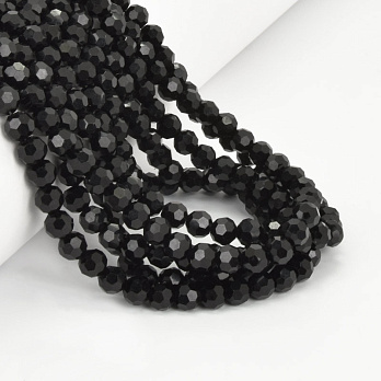 Бусины круглые граненые, 6 мм, Черные (BUS-057313)