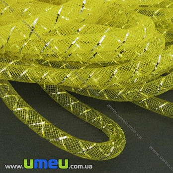 Регілін трубчастий з люрексом, 8 мм, Жовтий (REG-005175)