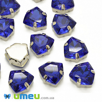 Шатон трілліант К9 12,5х12 мм, Темне срібло, Синій (KAB-041003)