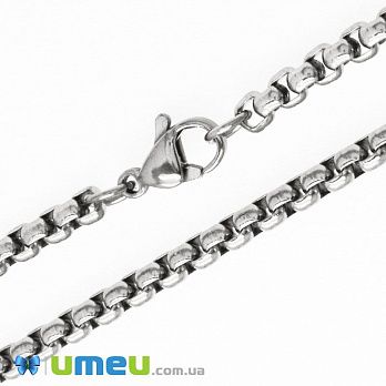 Основа на шию з нерж. ст., Темне срібло, 3,5 мм, 50 см (STL-049634)