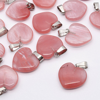 Подвеска Сердце, Натур. камень Кварц вишнёвый, 20х20 мм (POD-054322)