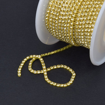 Стразовая цепь SS6 - 2,0 мм, Желтая, Стразы стеклянные желтые (ZEP-040479)