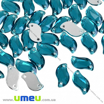 Пришивной кристалл пласт. Волнистый граненый, 12х6 мм, Бирюзовый (KAB-030621)