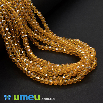 Бусины рондели, 4х3 мм, Оранжевые АВ (BUS-049089)