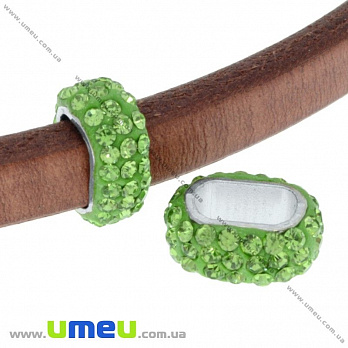 Намистина Regaliz (Licorice) зі стразами, 16х13х7 мм, Салатова (BUS-016911)