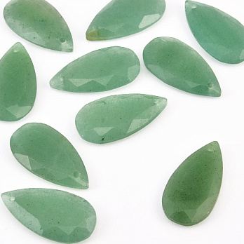 Подвеска Капля граненая, Натур. камень Авантюрин зеленый, 24,5х13 мм (POD-058669)