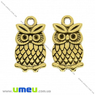 Подвеска метал. Сова (двухстор.), 19х10 мм, Античное золото (POD-022841)
