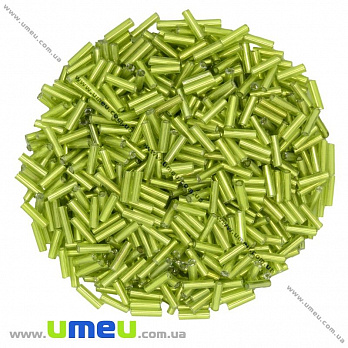 Бисер китайский стеклярус, 6 мм, Салатовый блестящий (BIS-012039)