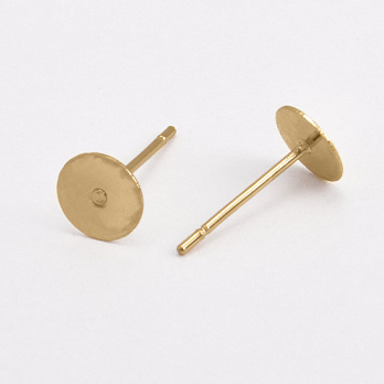 Пусети з нерж. сталі з майданчиком 6 мм, 12х6 мм, Покриття 24 kt (STL-061307)