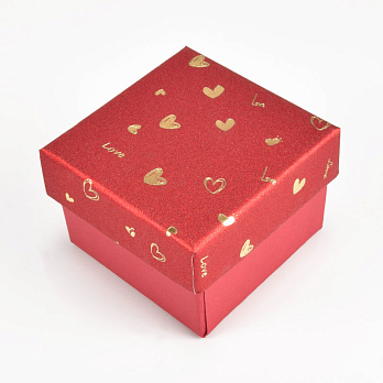 Коробочка Квадратная под колечко, 5х5х3,5 см, Красная (UPK-060583)