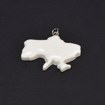 Подвеска Карта Украины из полимерной глины, 32х26 мм, Белая (POD-059388)