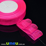 Лента из органзы, 25 мм, Розовая яркая (LEN-015613)