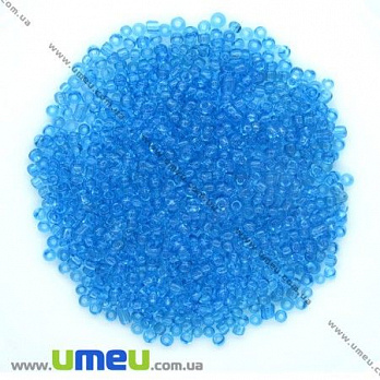 Бисер китайский средний, 8/0, Голубой прозрачный, 3 мм (BIS-007976)