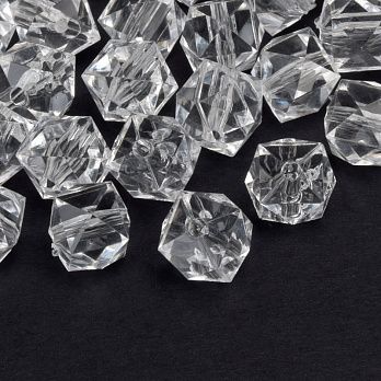 Бусины для сумок ОПТ Акриловые, Куб граненый, 11,5х10 мм, Прозрачные (BUS-059939)