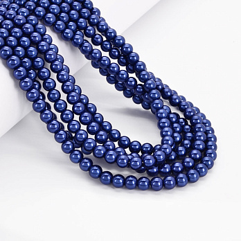 Бусины стеклянные Жемчуг Premium, 6 мм, Синие, Круглые (BUS-034126)