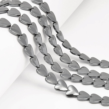 Намистини Гематит, Нат. камінь, Серце, 10х10х3 мм (BUS-057818)