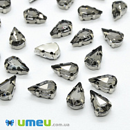 Шатон крапля 13х8 мм, Темне срібло, Сірий (KAB-040675)