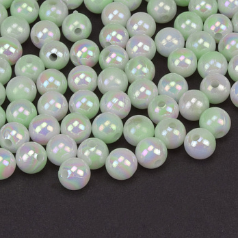 Бусины пластиковые градиентные, Круглые, 6 мм, Салатовые  (BUS-059554)