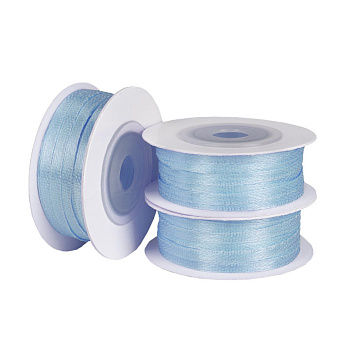 Атласна стрічка двостороння, 3 мм, Блакитна (LEN-057053)
