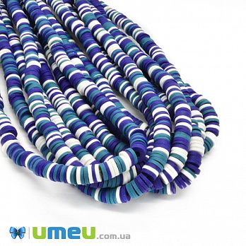 Бусины из полимерной глины, 6 мм, Микс синий (BUS-044087)