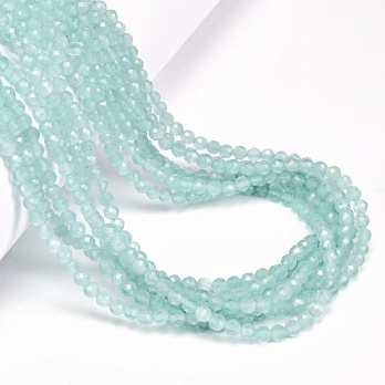 Намистини Котяче око, Синт. камінь, 3 мм, М'ятні, Круглі грановані (BUS-054288)