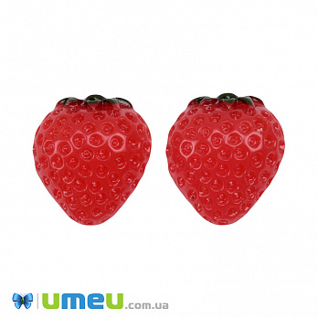 Кабошон із полімерної глини, Полуниця, 21х19 мм, Червоний (DIF-050796)