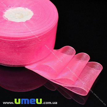Лента из органзы, 40 мм, Розовая (LEN-016604)