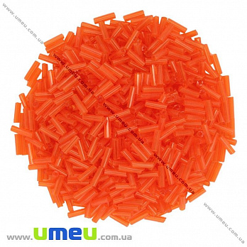 Бисер китайский стеклярус, 6 мм, Оранжевый прозрачный (BIS-012051)