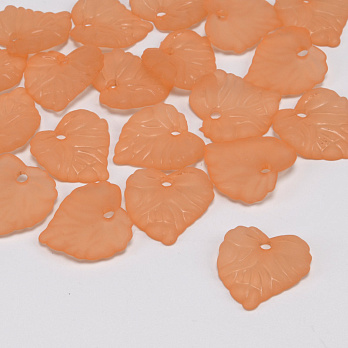 Намистини акрилові матові, Листочки, 16х15 мм, Помаранчеві (BUS-054315)