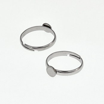 Кольцо из нерж. стали с площадкой 6 мм, Темное серебро (OSN-060540)