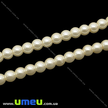 Намистини скляні Перли Premium, 6 мм, Молочні, Круглі (BUS-034121)