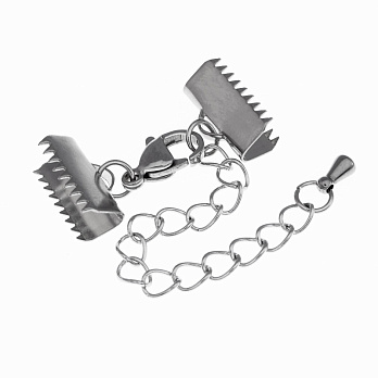 Замок-карабін із нерж. ст. із затискачами 13х8 мм, Темне срібло (STL-055760)