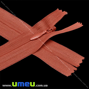 Блискавка (змійка) потайна нероз'ємна, 20 см, Тип 3, Червоно-помаранчева (ZIP-015919)