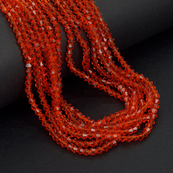 Намистини Біконус, 3х3 мм, Червоні (BUS-057440)