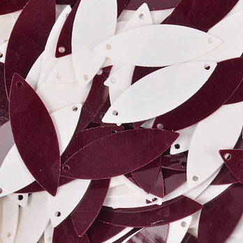 Паєтки Індія човник, 25х8 мм, Мікс бордово-білий (PAI-051887)