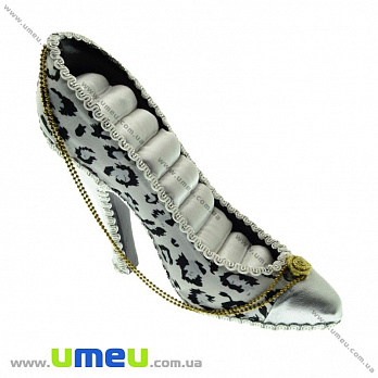 Подставка керамическая для колец Туфелька, 14х5х11 см, Серая (UPK-017845)