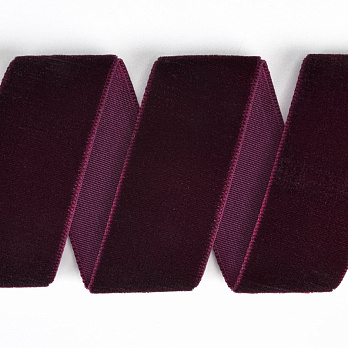 Лента бархатная, 25 мм, Вишневая (LEN-061427)