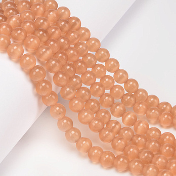 Бусины Кошачий глаз, Синт. камень, 8 мм, Персиковые, Круглые (BUS-054271)