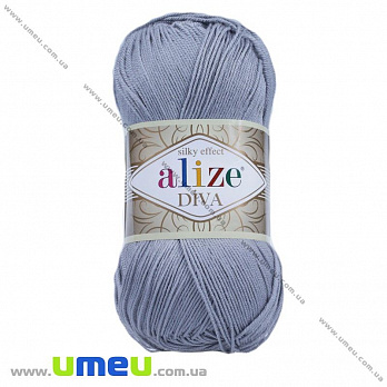 Пряжа Alize Diva 100 г, 350 м, Сіра 355 (YAR-025140)