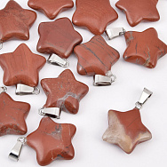 Подвеска Звезда, Натур. камень Яшма красная, 23х20 мм (POD-031865)