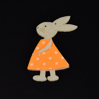 Декоративное изделие из фетра Кролик, 8х5 см, Оранжевый (FLT-057299)