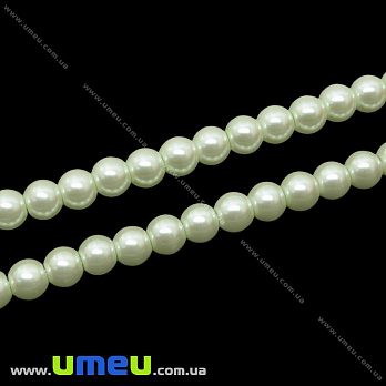 Бусины стеклянные Жемчуг Premium, 6 мм, Мятные светлые, Круглые (BUS-034107)