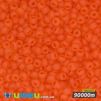 Бісер чеський №107m/90000m, Помаранчевий, Прозорий матовий, 10/0 (BIS-009922)