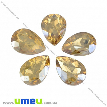 Ріволі скляний, Крапля гранована, 18х13 мм, Світло-бежевий (KAB-001991)