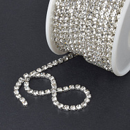 Стразовий ланцюг SS12 (2,8 мм), Світле срібло, Стрази скляні білі (ZEP-040035)