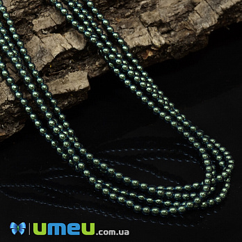 Намистини чеське скло Preciosa Перли 3 мм Pearlescent Peacock Green, Зелені (BUS-042319)