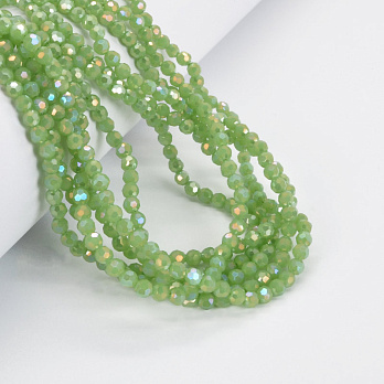 Бусины круглые граненые, 4 мм, Салатовые АВ (BUS-052193)